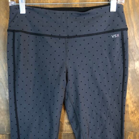 Victoria's Secret VSX Womens Pants Gray Black Polka Dot Pull On Crop Leggings S - Picture 2 of 11